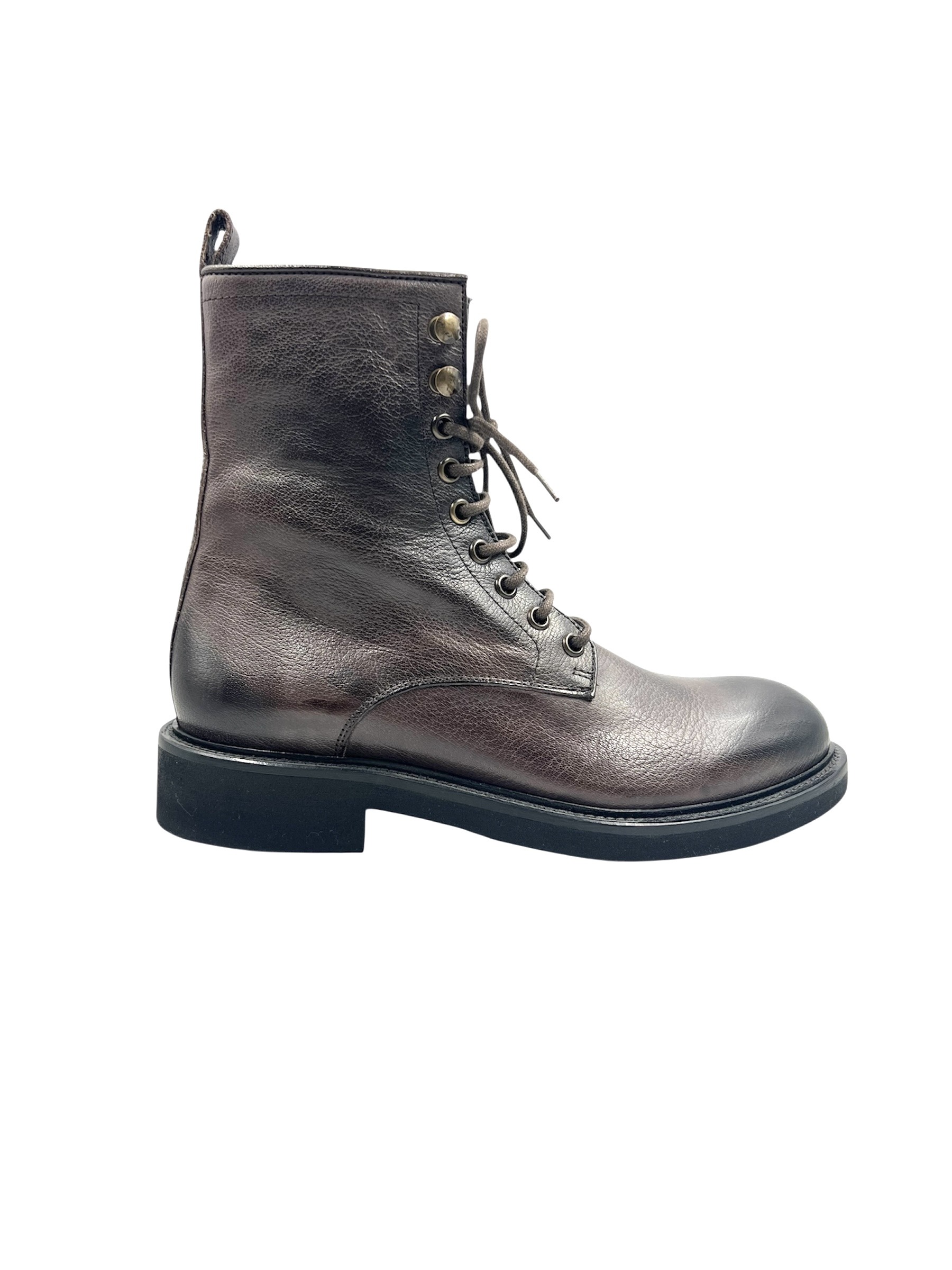 Ladies Chocolate Brown Leather Boots Full Rubber Sole