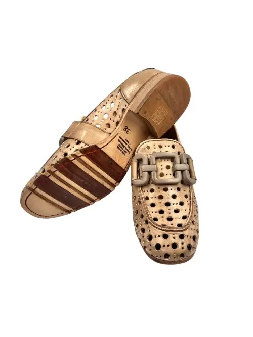 Taupe Perforated Leather Slip-On - Image 2