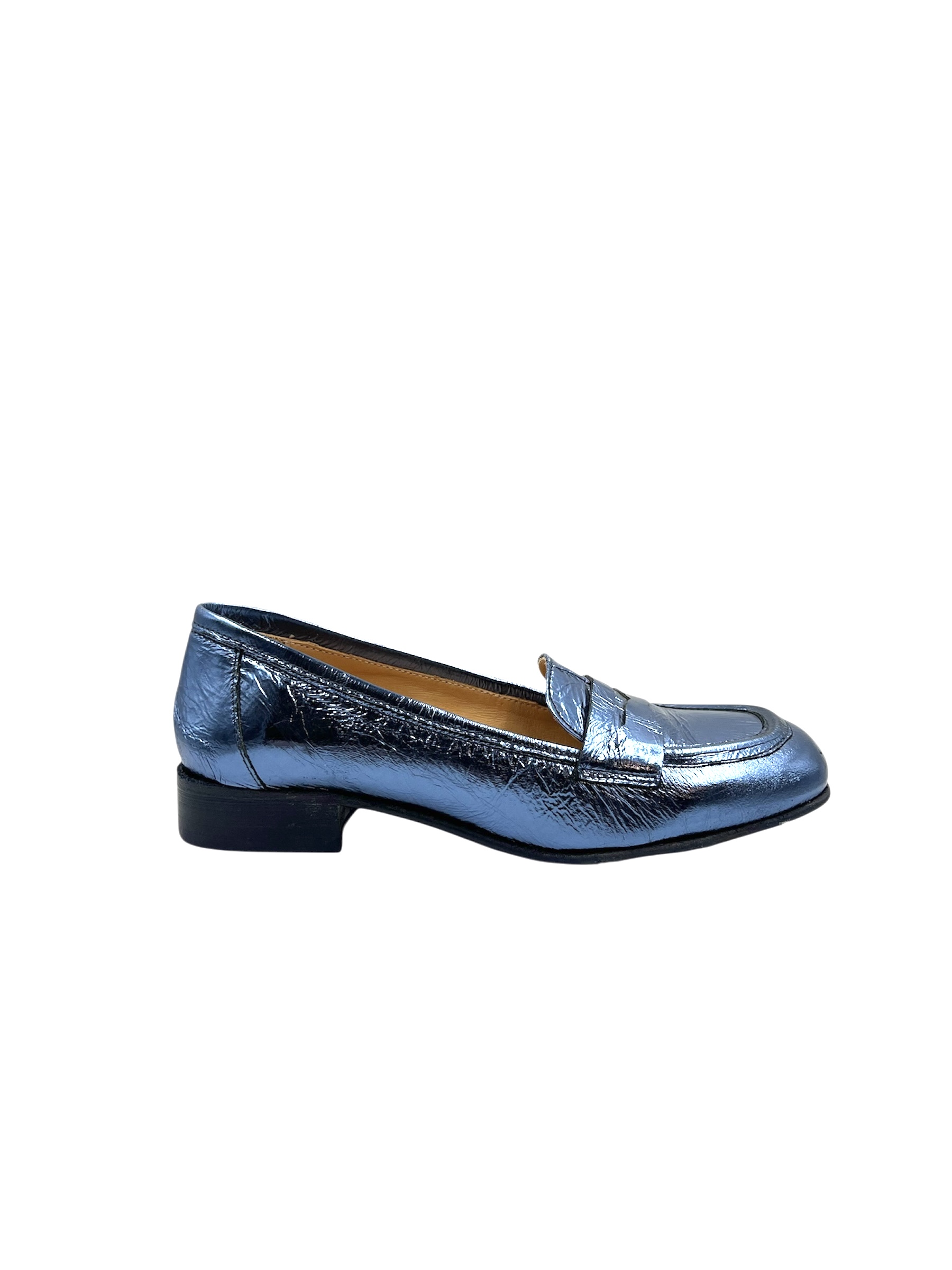 Ladies Electric Blue Patent Leather Loafer