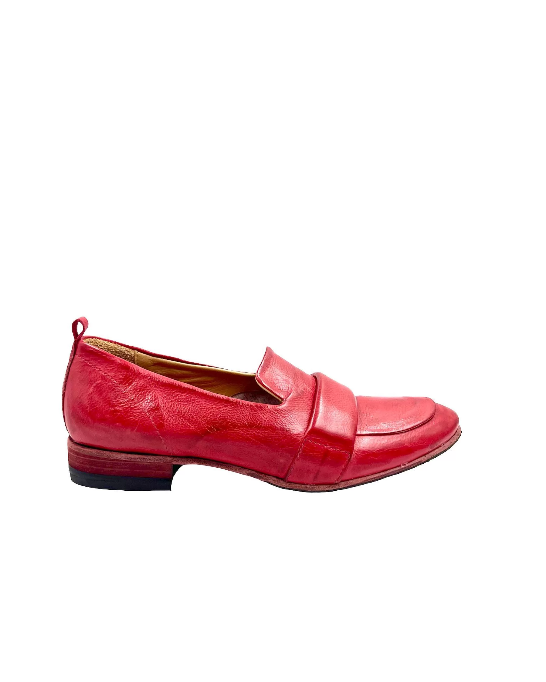 Fire Red Leather Slip-On