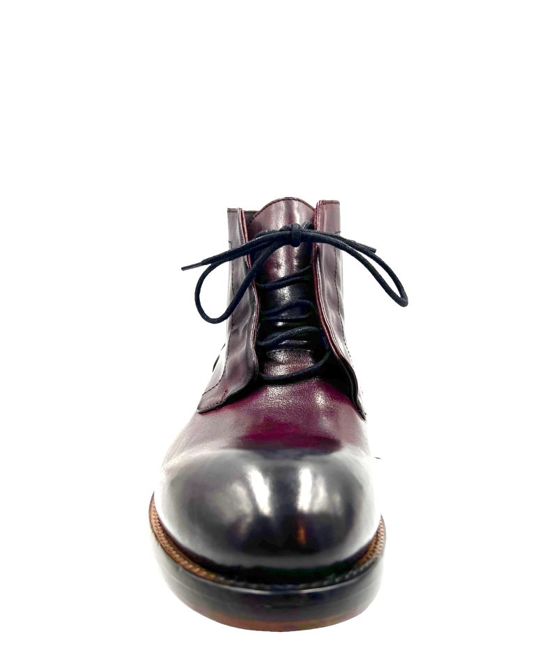Men’s Handmade Bordeaux Leather Boot with Stitched Rubber and Leather Sole - Image 2
