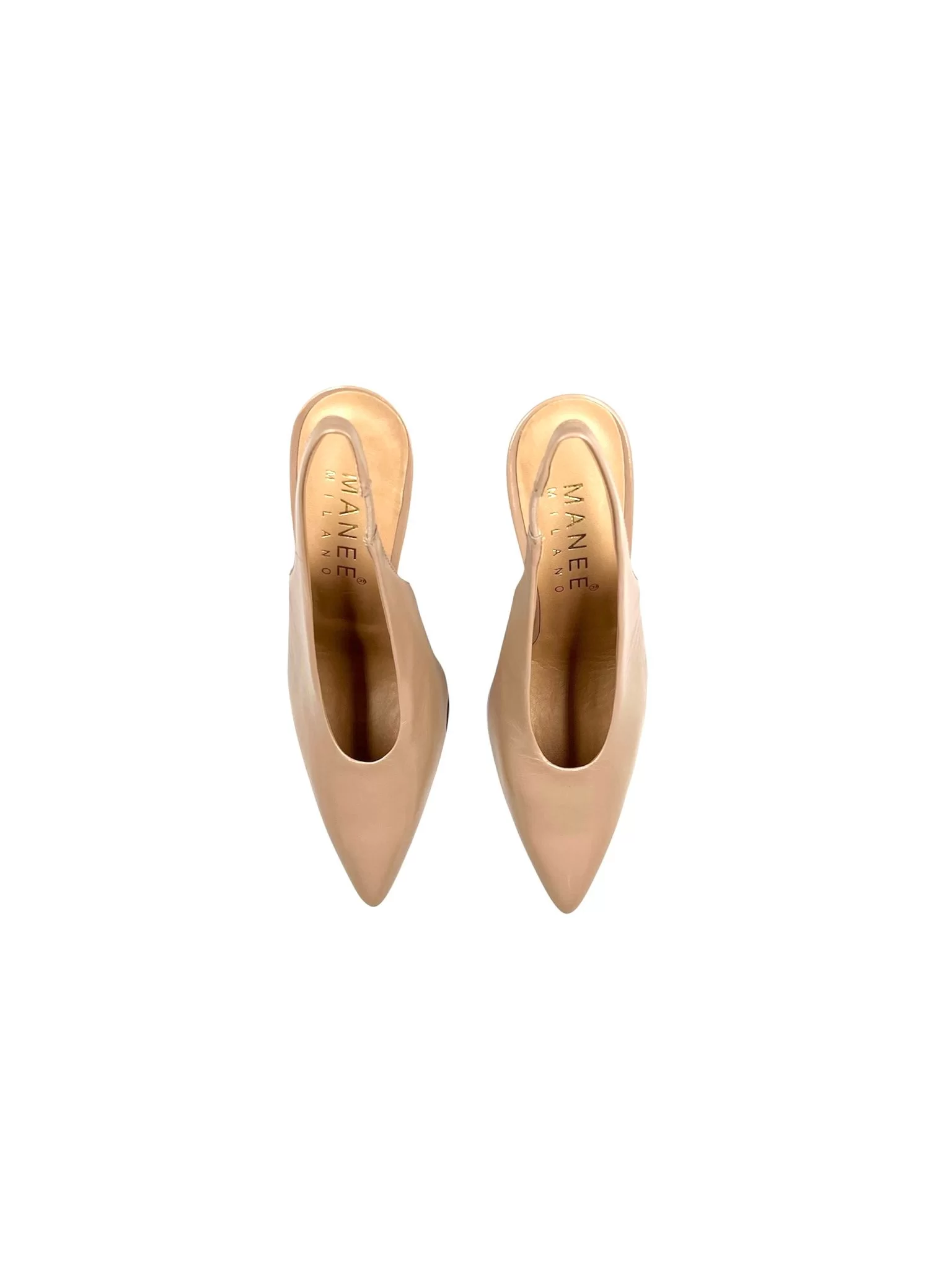 Ladies Handmade Shiny Nude Leather High Heels - Image 4