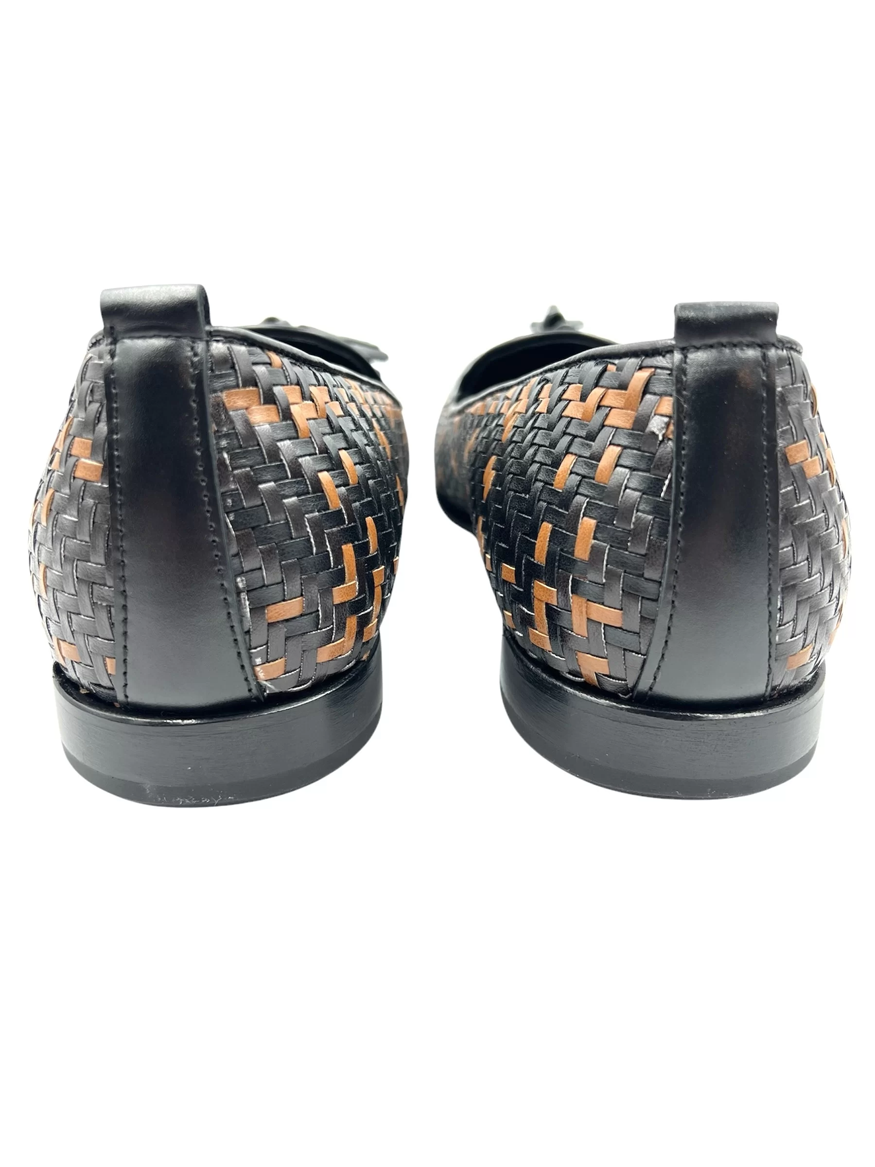 Men's Handmade Interwoven Black and Brown Leather Mocassino - Image 5