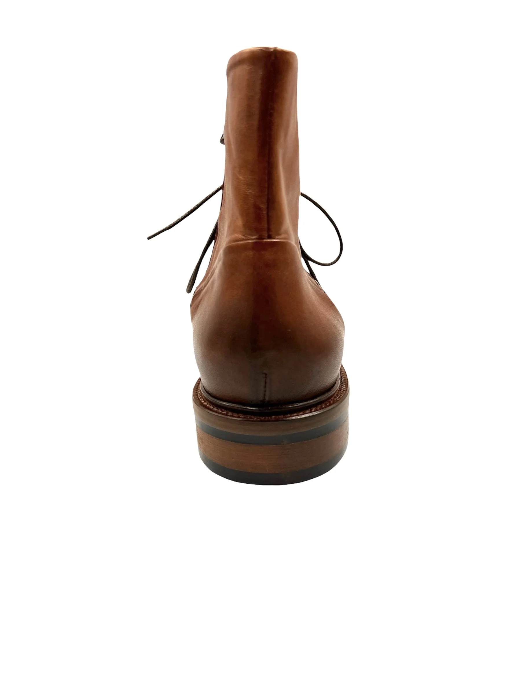 Men’s Handmade Cognac Leather Boot with Stitched Rubber and Leather Soles - Image 5