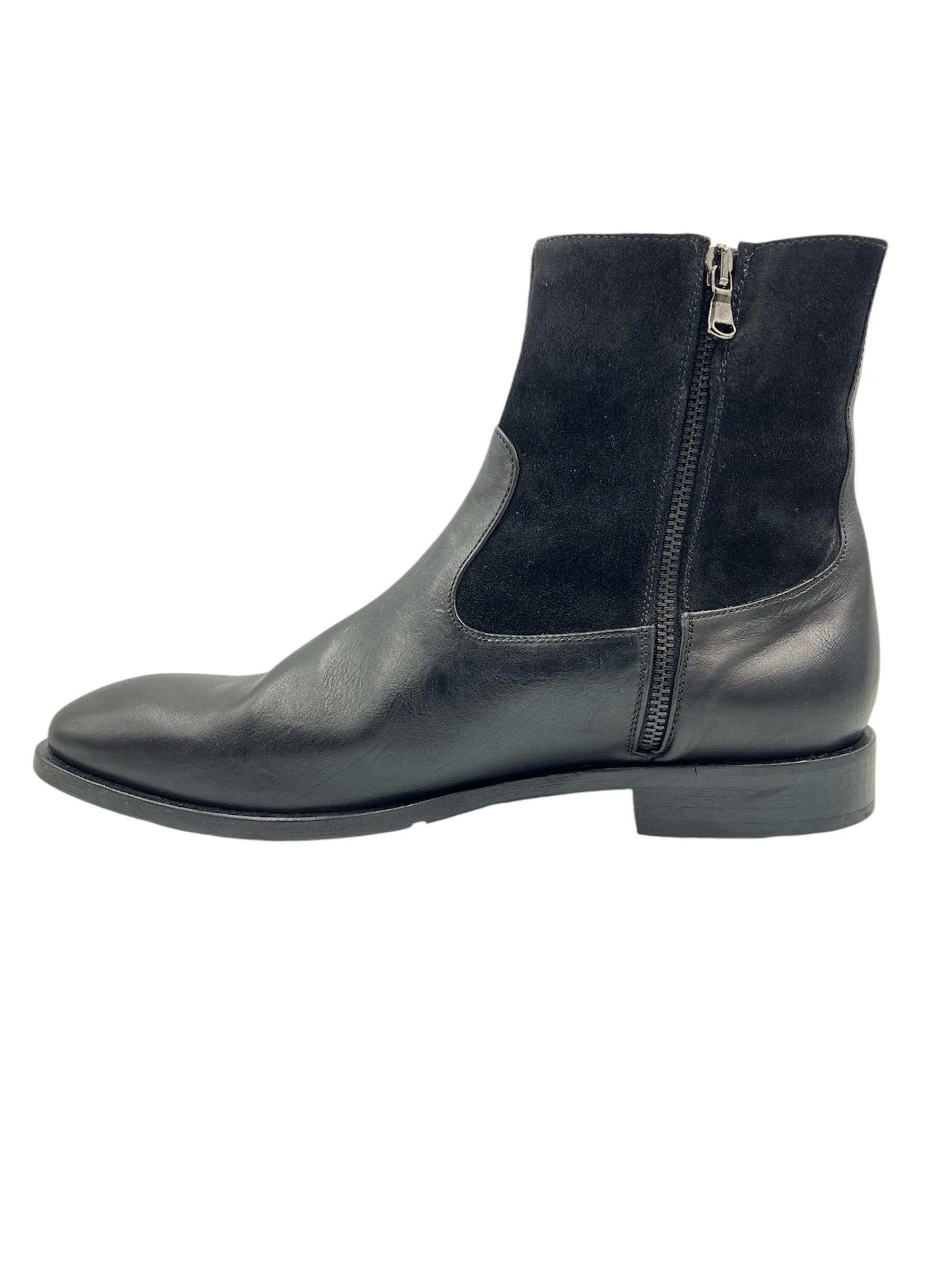 Men’s Handmade Black Leather Black Suede Boots - Image 2