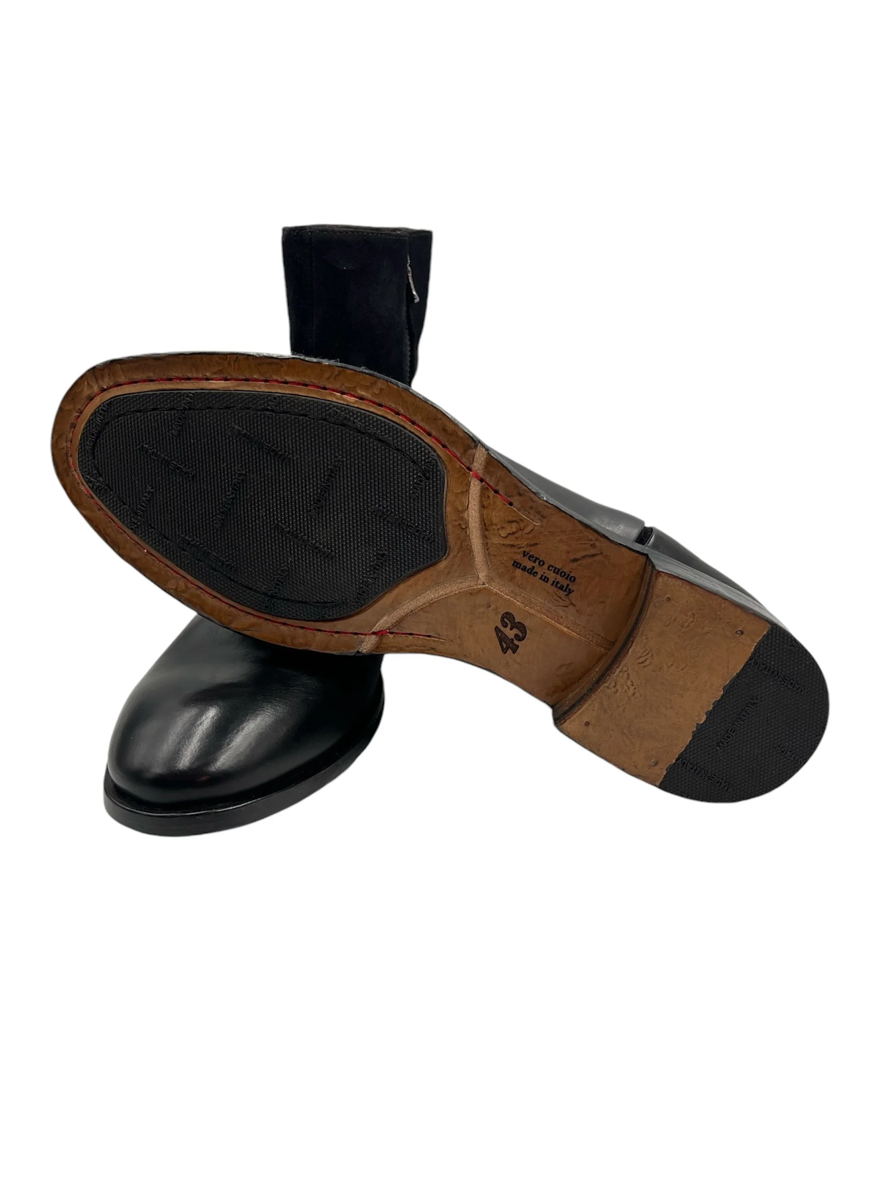 Men’s Handmade Black Leather Black Suede Boots - Image 3
