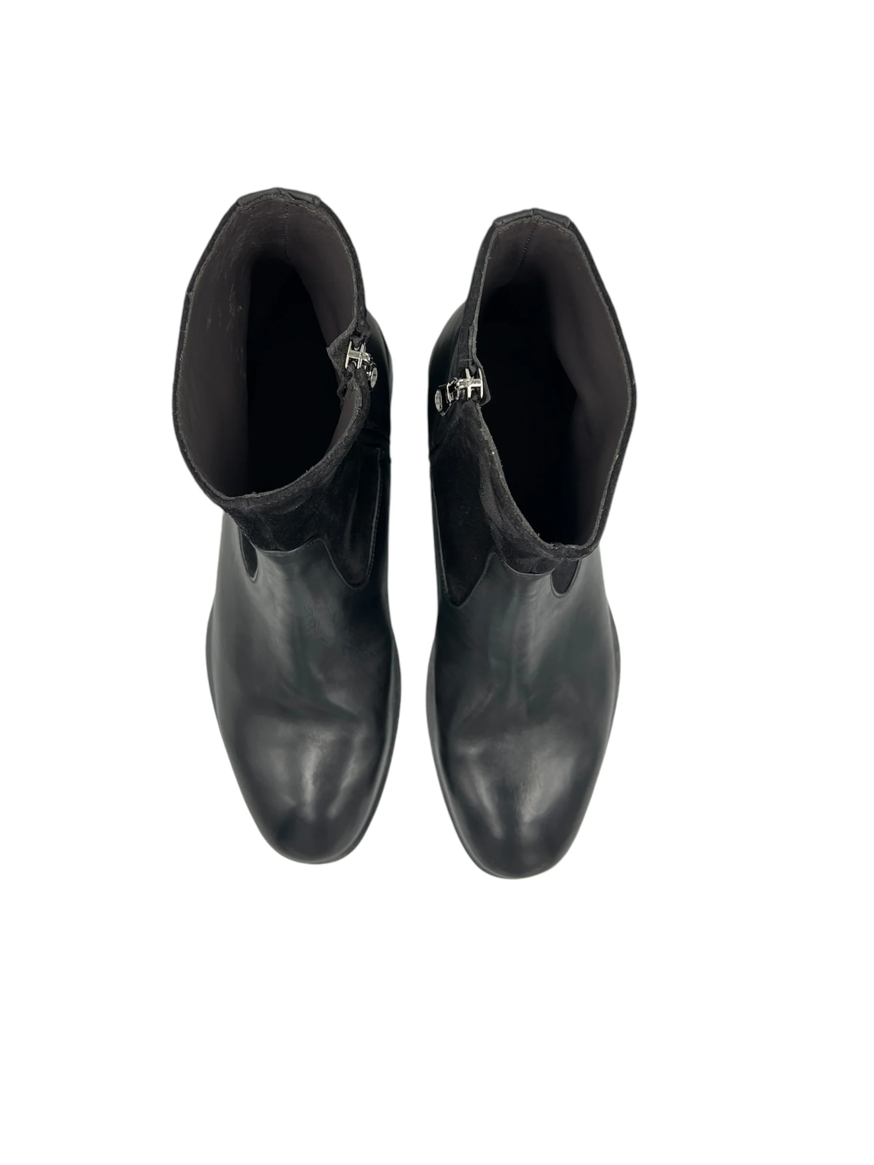 Men’s Handmade Black Leather Black Suede Boots - Image 4