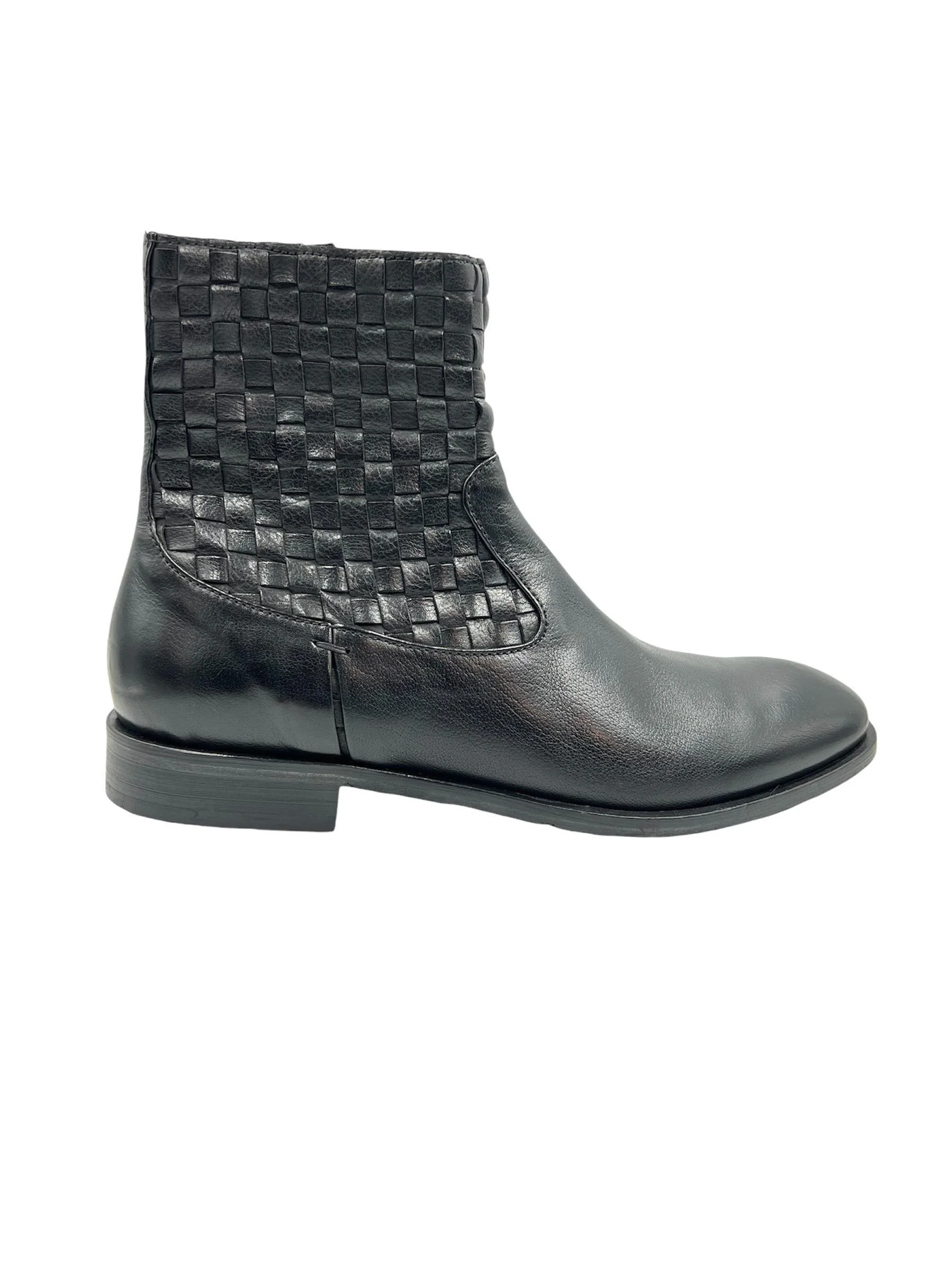 Men’s Handmade Black Interwoven Leather Boots