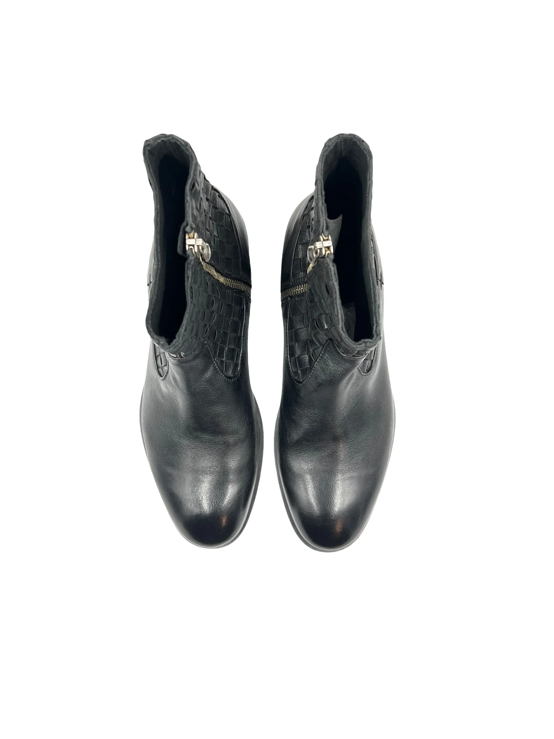 Men’s Handmade Black Interwoven Leather Boots - Image 4