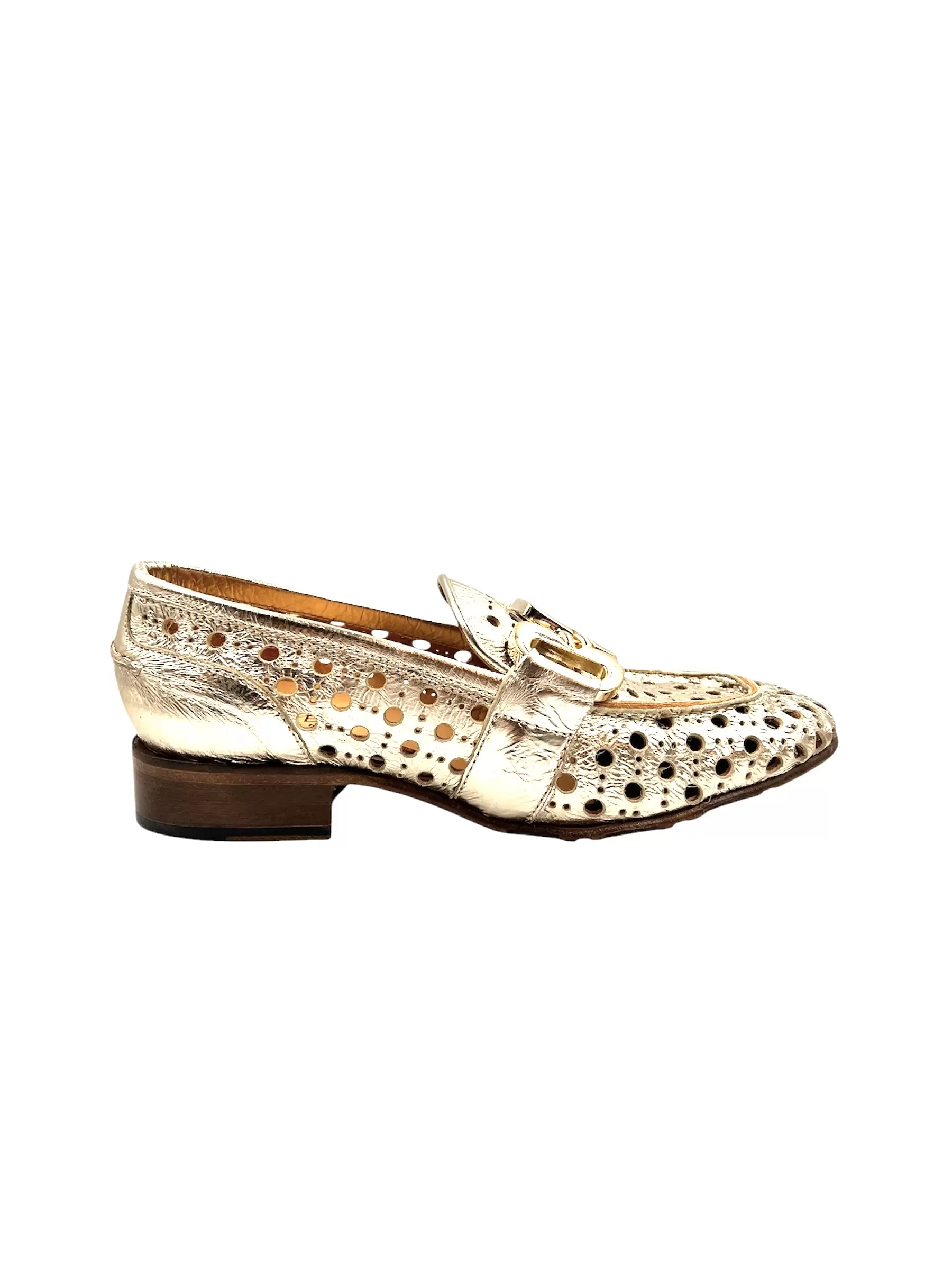 Gold Perforated Slip-On