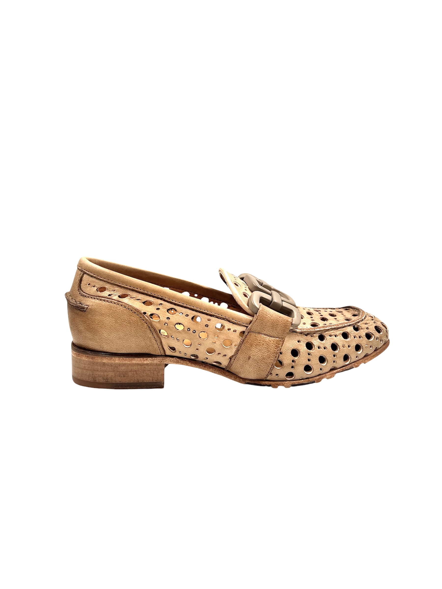 Taupe Perforated Leather Slip-On
