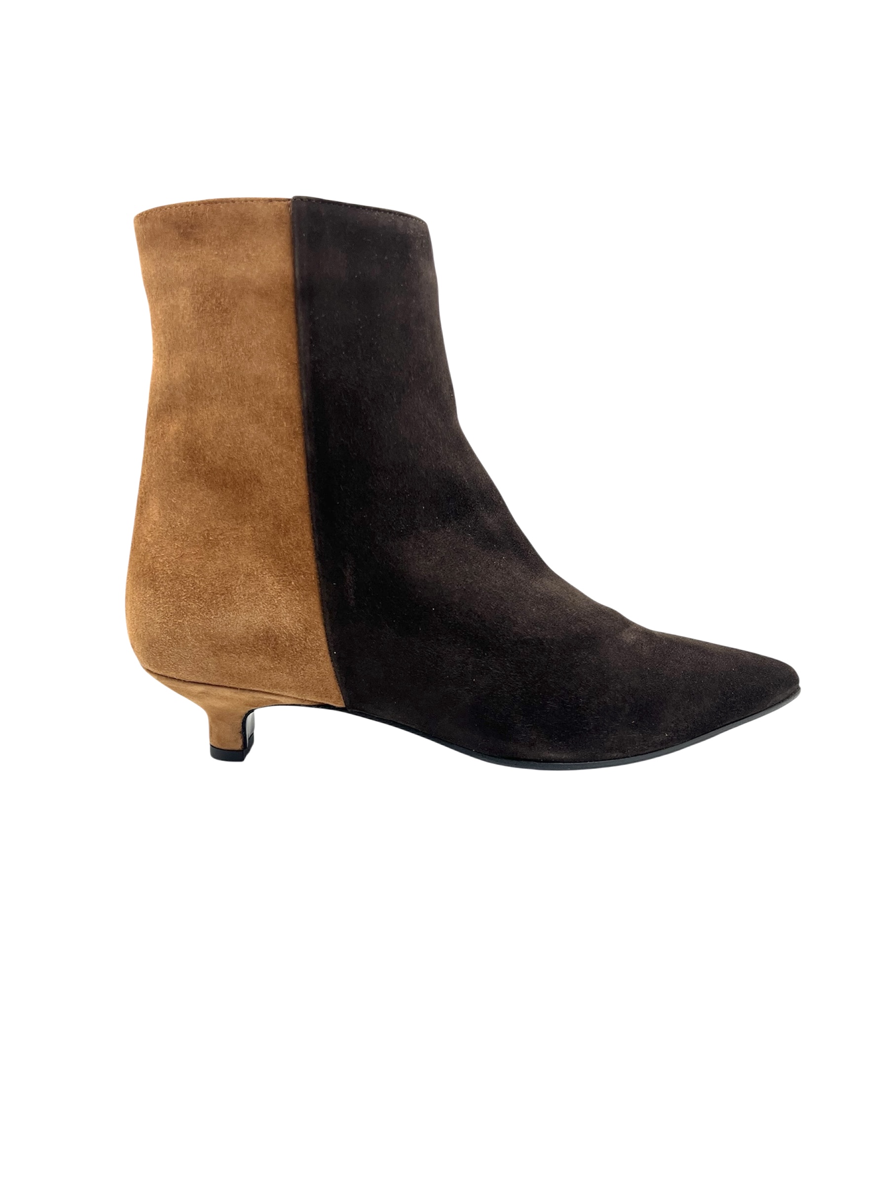 Cognac & Chocolate Brown Suede Bootie
