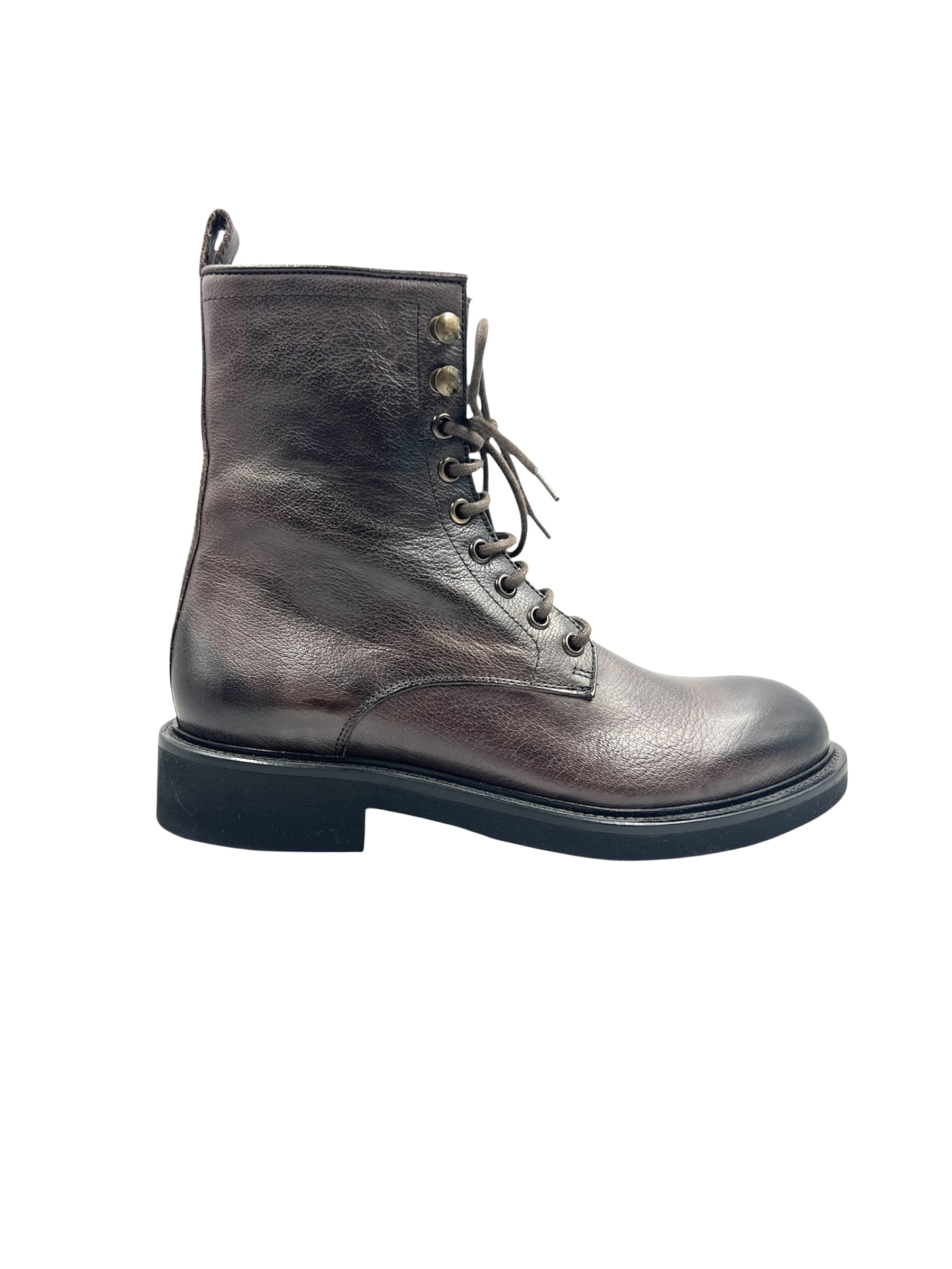 Ladies Chocolate Brown Leather Boots Full Rubber Sole