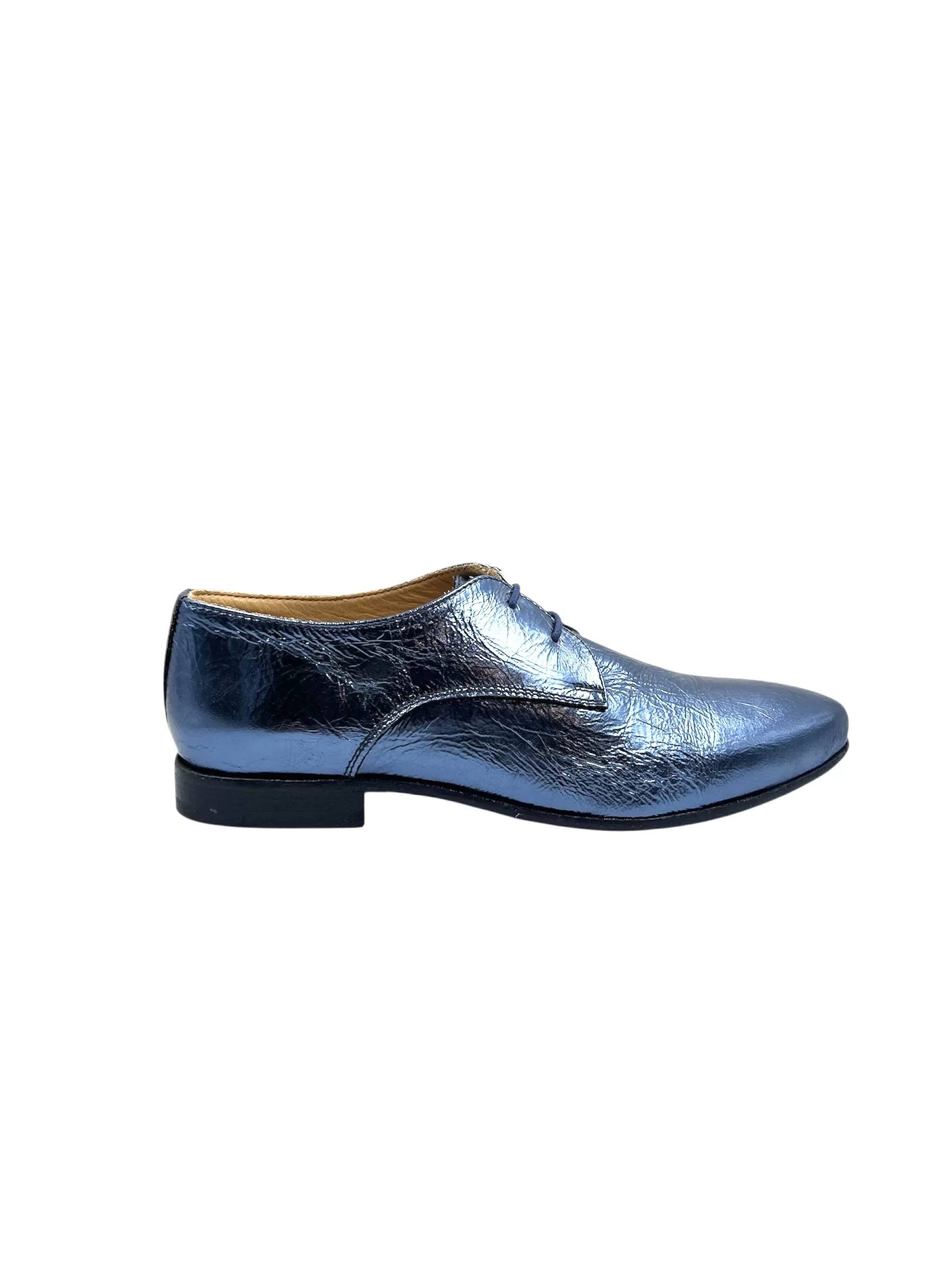 Women’s Metallic Blue Mocassino Leather and Rubber Outsole