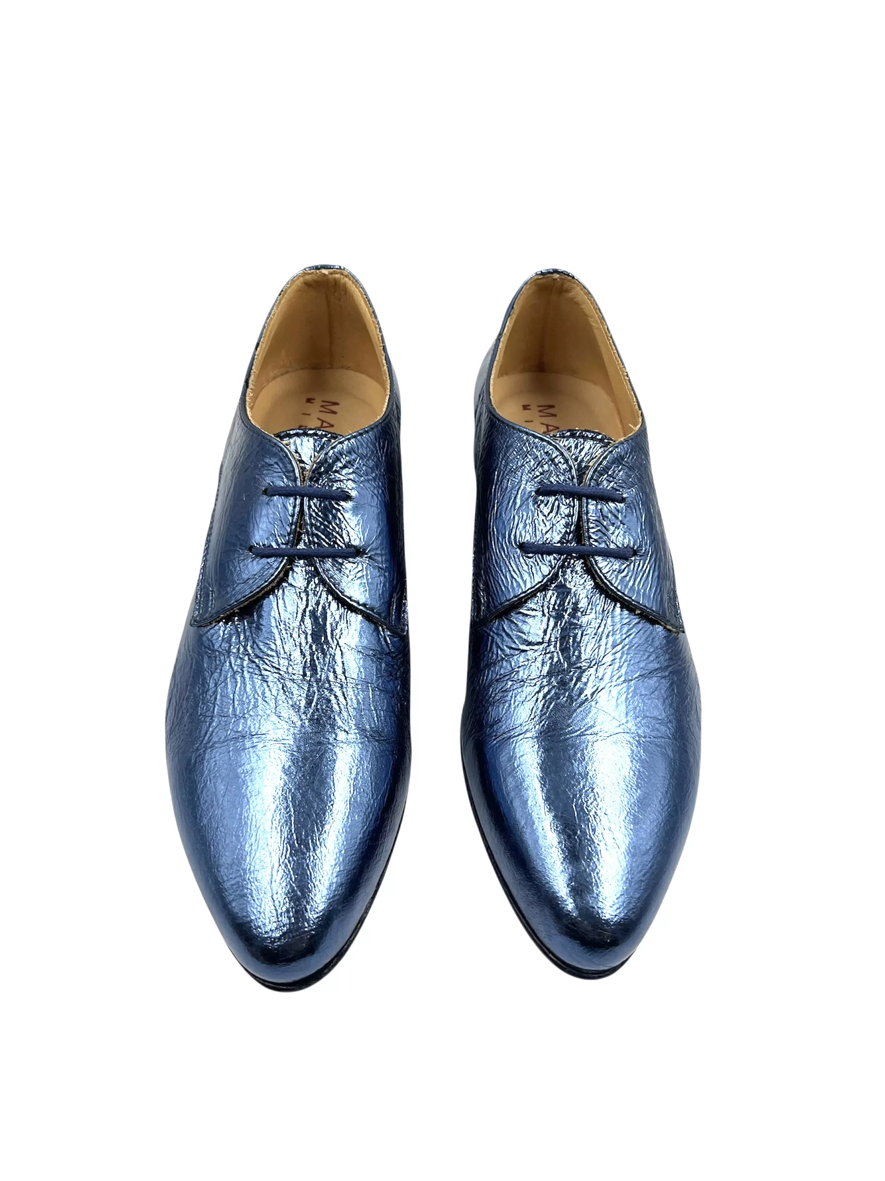 Women’s Metallic Blue Mocassino Leather and Rubber Outsole - Image 2