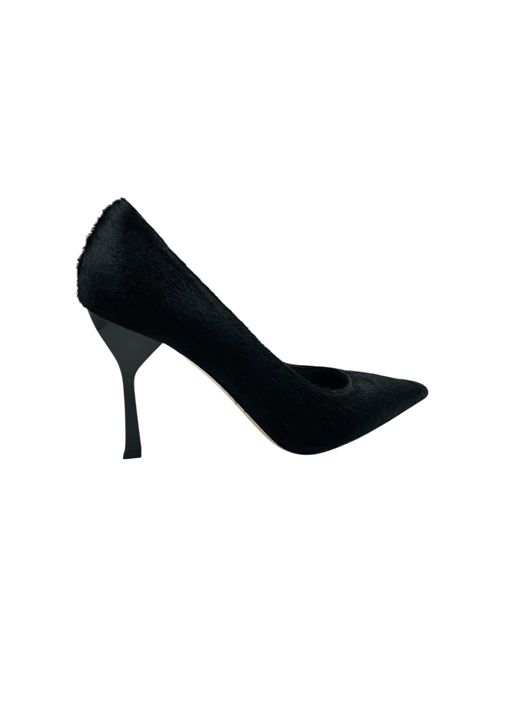 Ladies Handmade Black Pony Hair Heels