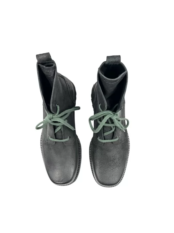 Men’s Handmade Polished Black Suede Boot with Vibram Rubber Outsole - Image 4