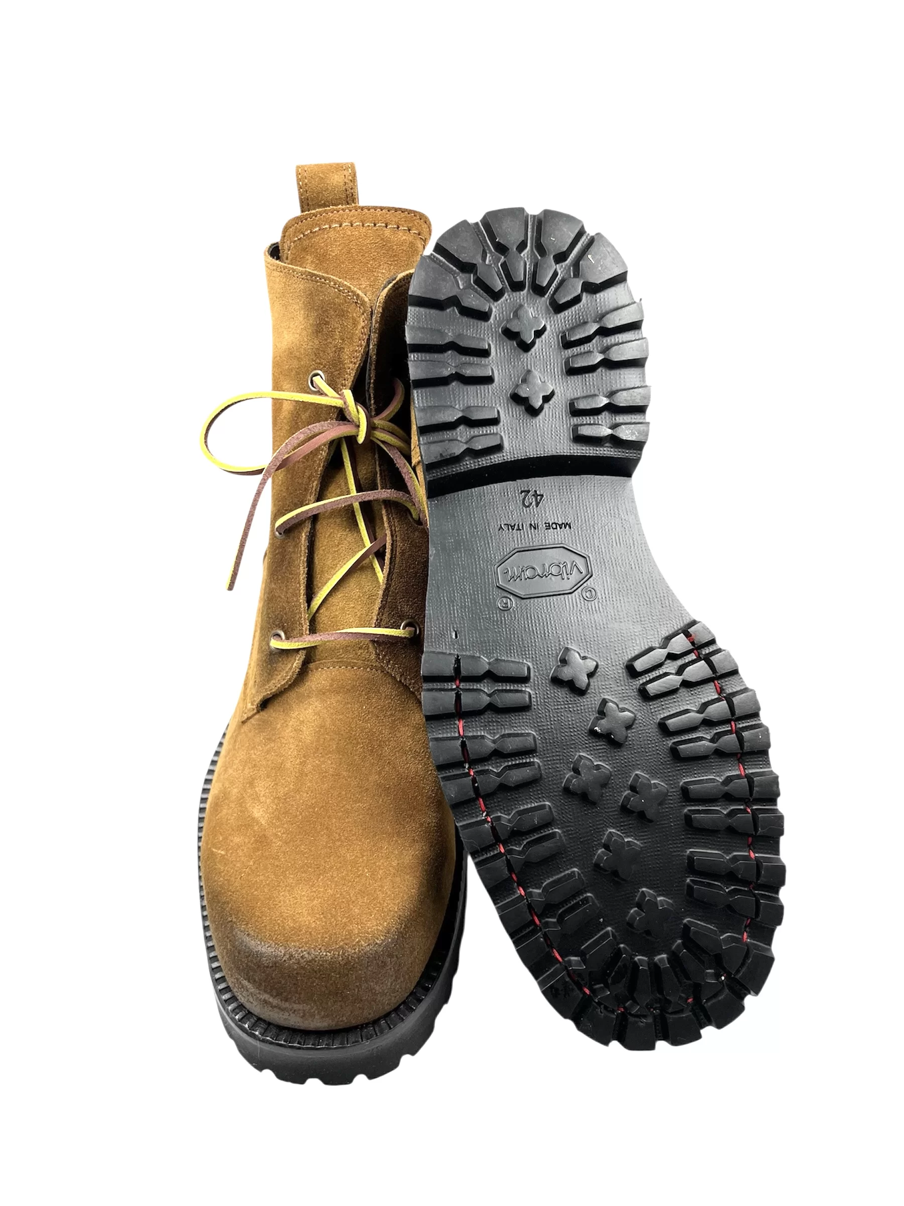 Men’s Handmade Whiskey Suede Boot with Vibram Rubber Outsole - Image 4