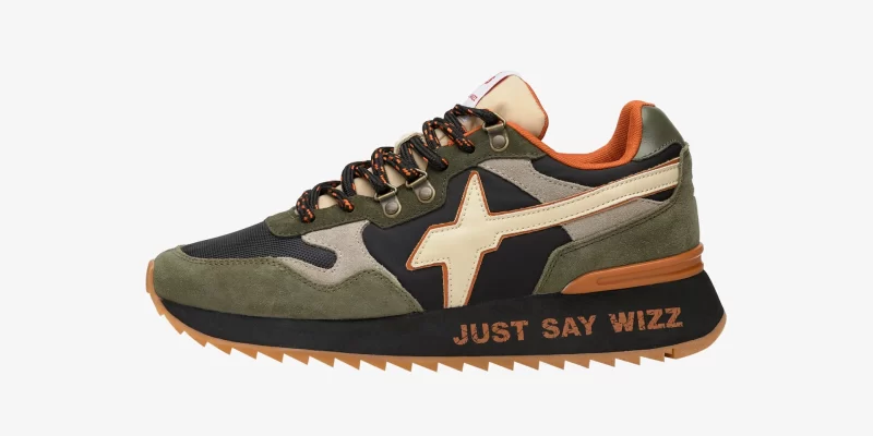 Wizz Sneaker in Tessuto Tecnico e Suede Militare-Nero Jet-M