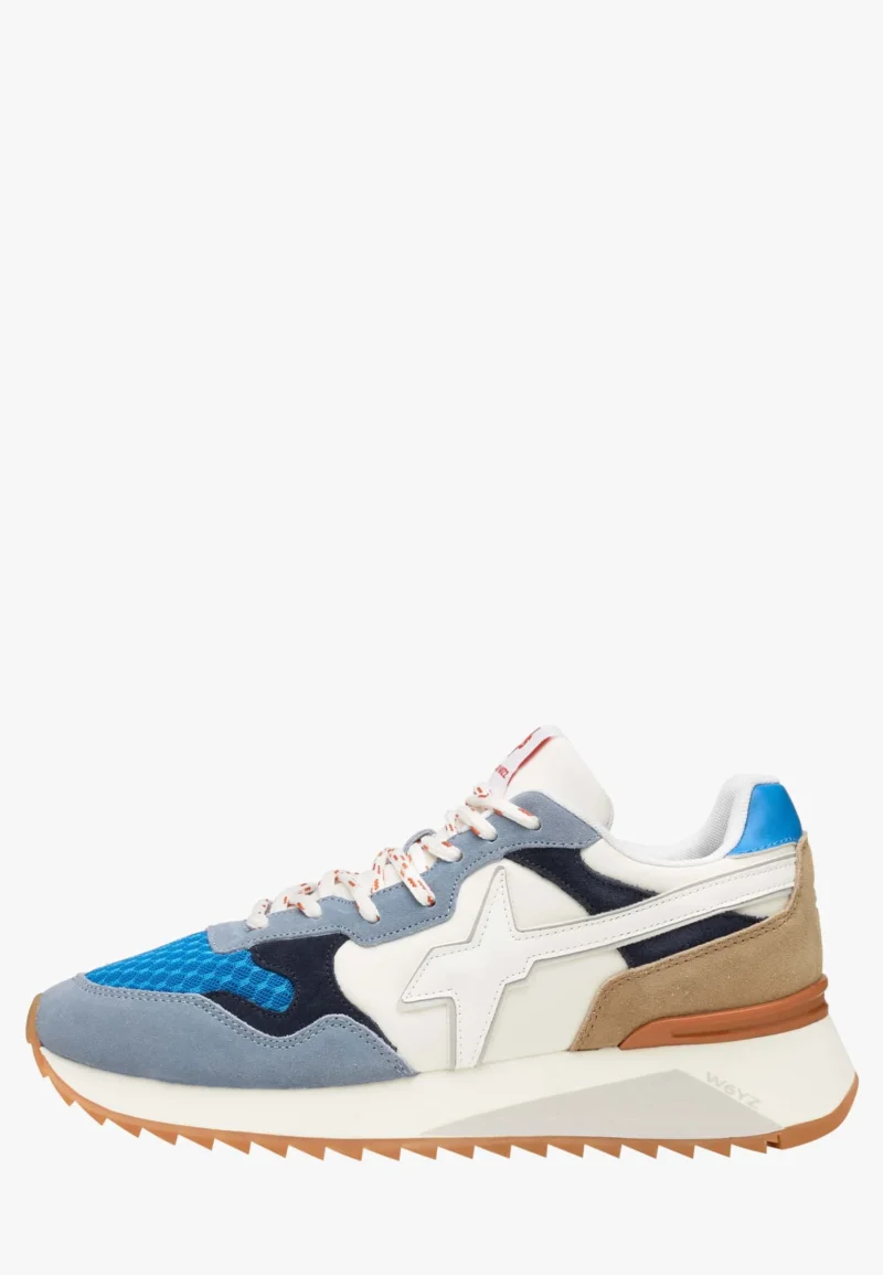 Wizz Sneaker in Suede e Tessuto Tecnico Celeste Bianco Yak-M