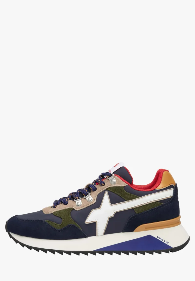 Wizz Sneaker in Tessuto Tecnico e Suede Navy-Militare Yak-M