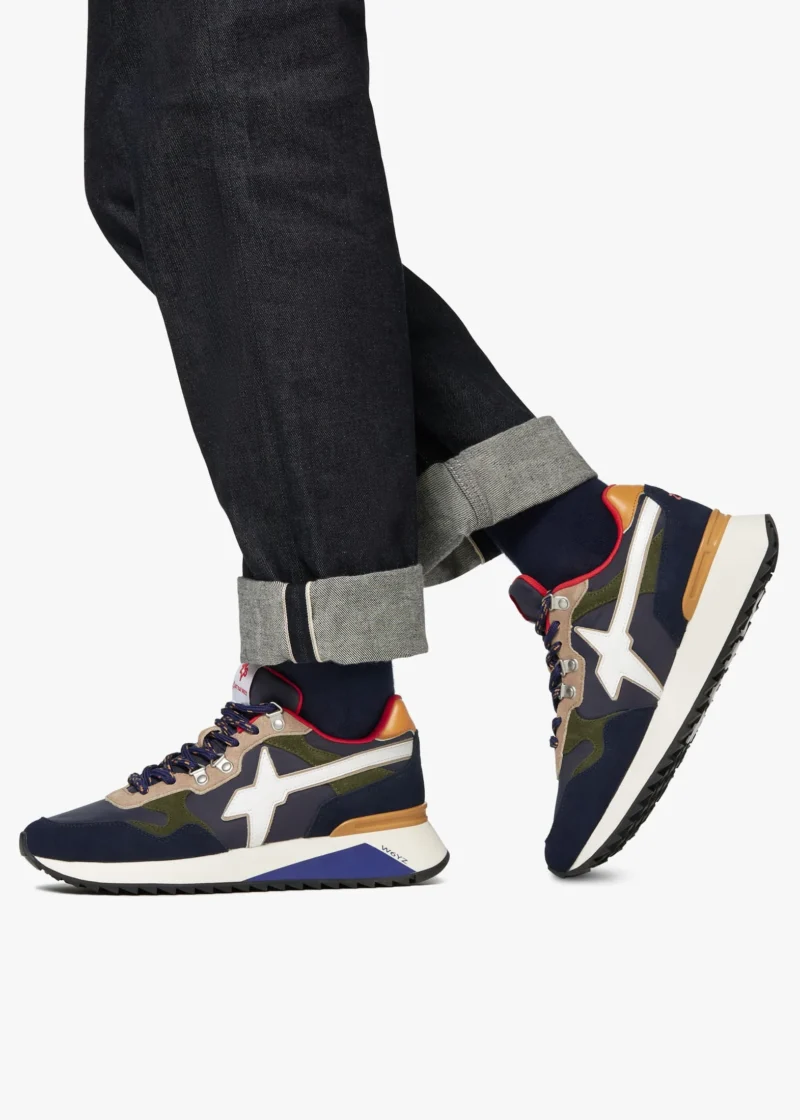 Wizz Sneaker in Tessuto Tecnico e Suede Navy-Militare Yak-M - Image 3