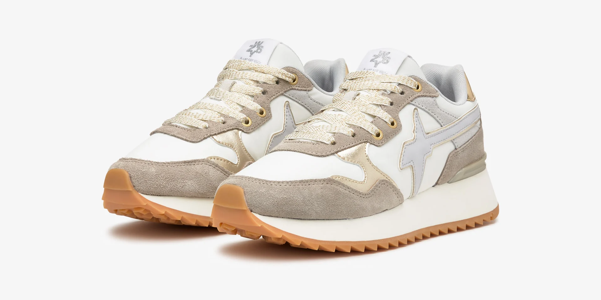 Wizz Sneaker in Suede Nylon e Ecopelle Tortora-Bianco Yak-W - Image 2