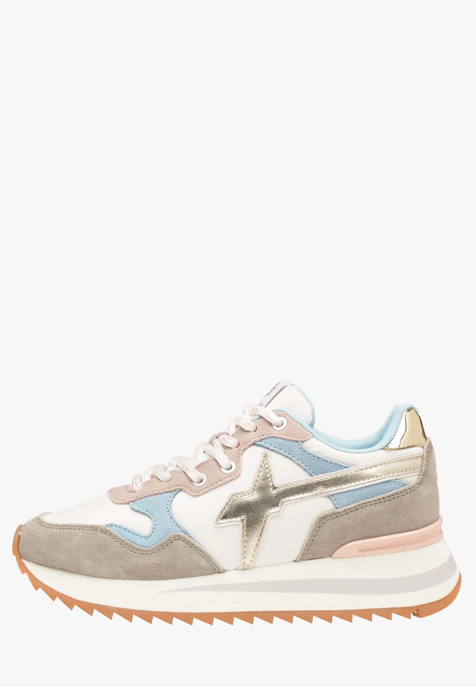 Wizz Sneaker in Suede e Tessuto Tecnico Antracite Celeste Rosa Yak-W