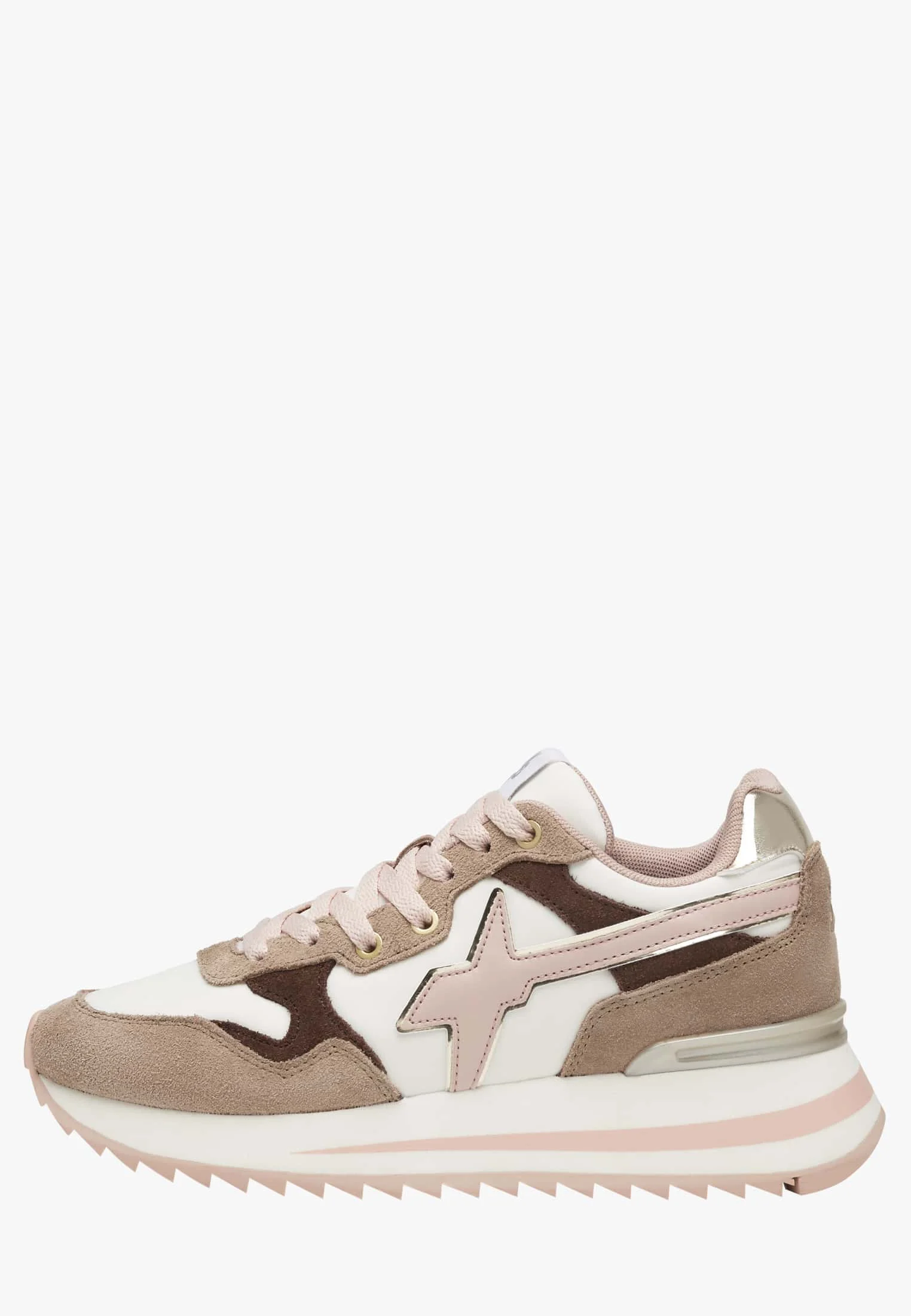 Wizz Sneaker in Tessuto Tecnico e Suede Tortora Rosa Yak-W