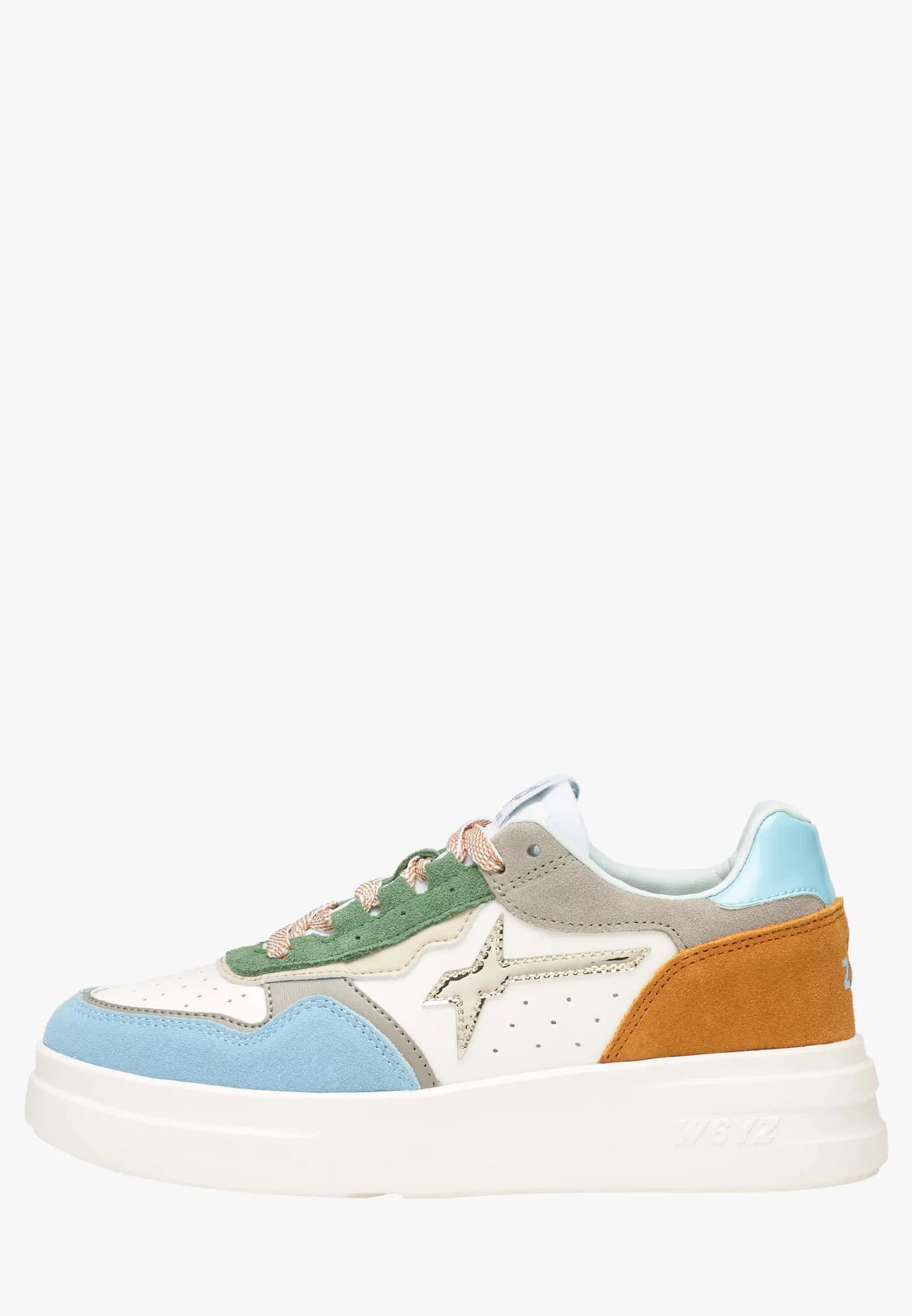 Wizz Sneaker in Suede e Tessuto Tecnico Bianco Azzurro Verde Xenia-W