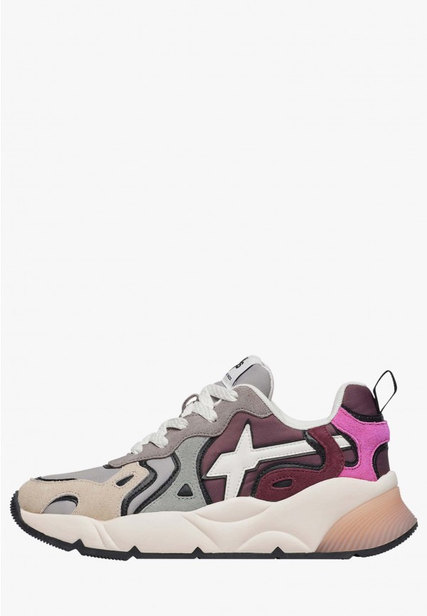 Wizz Sneaker in Suede e Tessuto Tecnico Grigio Magnolia Sarah-W