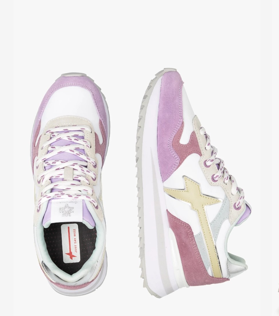 Wizz Sneaker in Suede e Tessuto Tecnico Lilla Bianco Yak-W